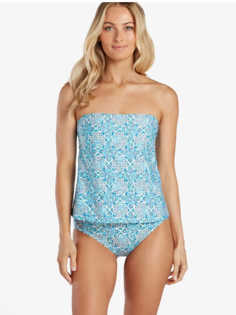 Helen Jon NWT Smooth Bandini with Removable Straps in Montrose Blue Print Small